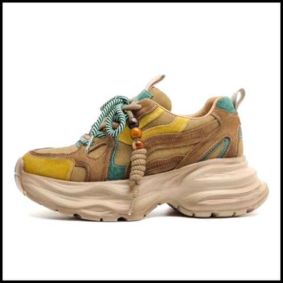 Chunky Platform Sneakers Lightweight Breathable Walking Shoes Comfortable Casual - Picture 2 of 7